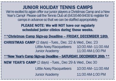 Junior Holiday Tennis Camps 2015